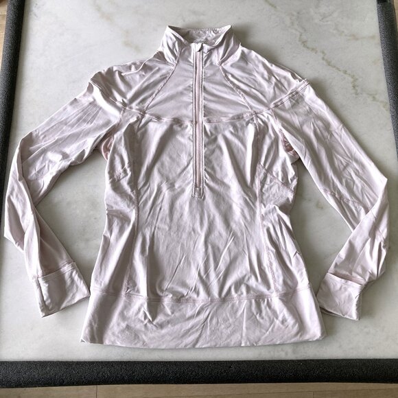 Lululemon 1/2 Zip long sleeve top / shirt / pullover (pale pink / light pink) - Picture 1 of 7